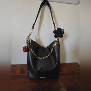 Coach Abbey Duffle Signatue Brown Leather Shoulder Bag